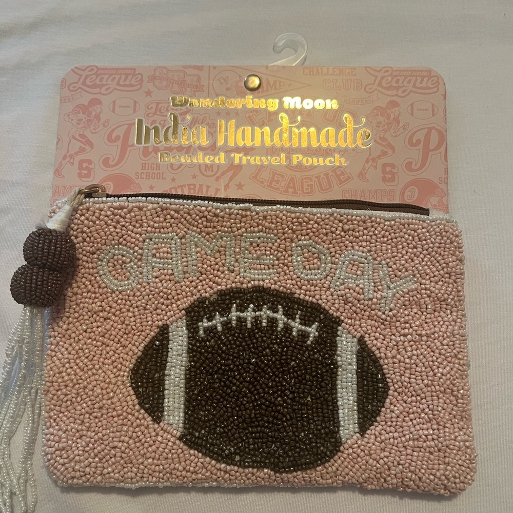 Pink Beaded Football Clutch GAME DAY